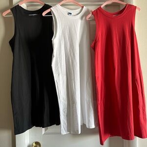 NEW Old Navy Sleeveless Tank Dress Trio - Black, White, Red